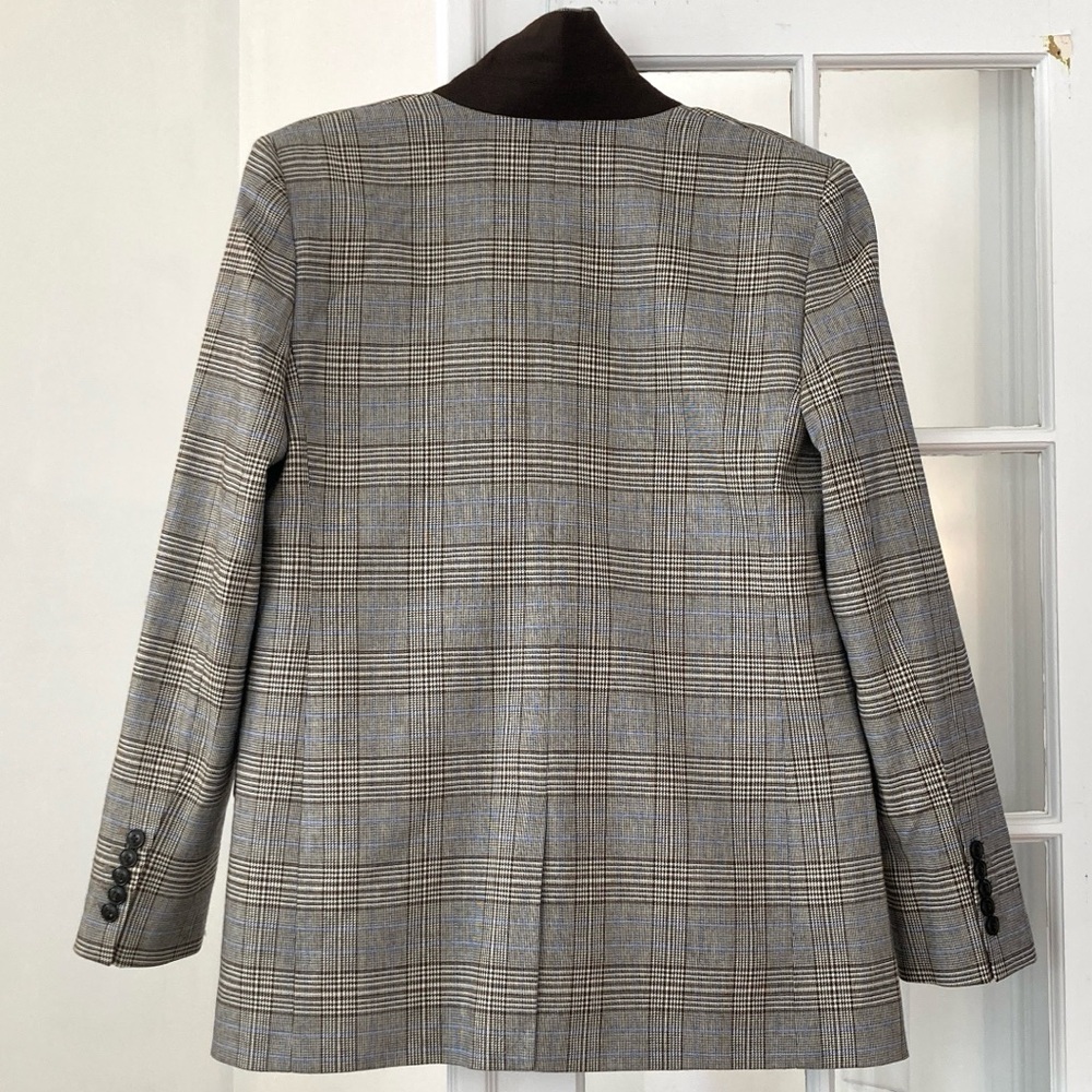 Madewell Italian Wool Fabric Houndstooth Plaid Blazer w/Contrast Felted Collar - Picture 13 of 16